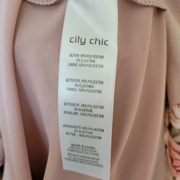 City Chic Plus Size Rose Play Floral Pink Dress XS 14 - Picture 11 of 13